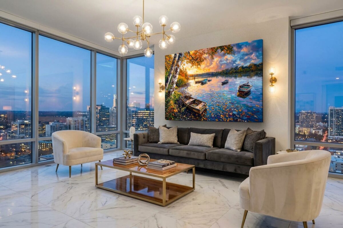 Herbstlicher Seestille - Bild auf Leinwand