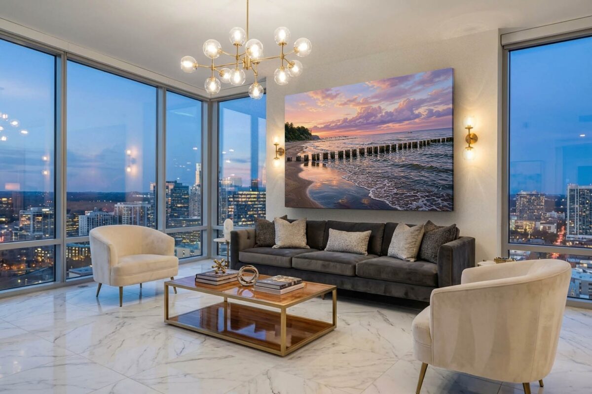 Ostseeküste im Abendlicht - Bild auf Leinwand