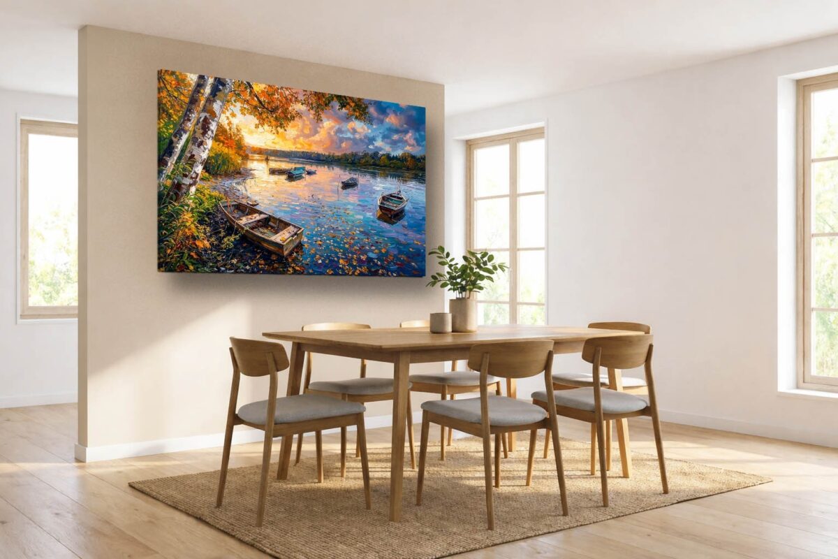 Herbstlicher Seestille - Bild auf Leinwand