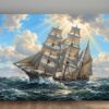 57-1169.jpg Segelschiff in bewegter See - Maritim Kunstdruck, Bild auf Leinwand