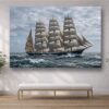 Segelschiff auf hoher See unter vollem Segel - Bild auf Leinwand
