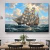 57-1180.jpg Segelschiff in bewegter See - Maritim Kunstdruck, Bild auf Leinwand