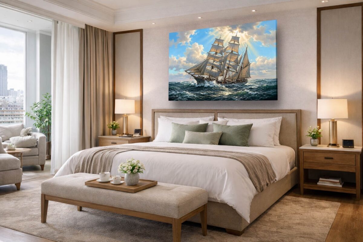 57-1188.jpg Segelschiff in bewegter See - Maritim Kunstdruck, Bild auf Leinwand