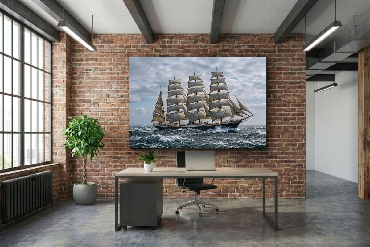 Segelschiff auf hoher See unter vollem Segel - Bild auf Leinwand