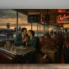 57-1203.jpg Vintage Airport Restaurant Leinwandbild mit 50er-Jahre Reiseszene