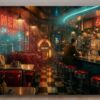 57-1206.jpg American Diner Szene Neonlicht und Jukebox - Bildauf Leinwand