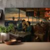 57-1209.jpg Vintage Airport Restaurant Leinwandbild mit 50er-Jahre Reiseszene
