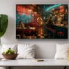 57-1211.jpg American Diner Szene Neonlicht und Jukebox - Bildauf Leinwand