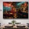 57-1214.jpg American Diner Szene Neonlicht und Jukebox - Bildauf Leinwand