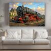 57-1227.jpg Leinwandbild Dampflok 43 001 im Bw | Eisenbahn-Wandbild