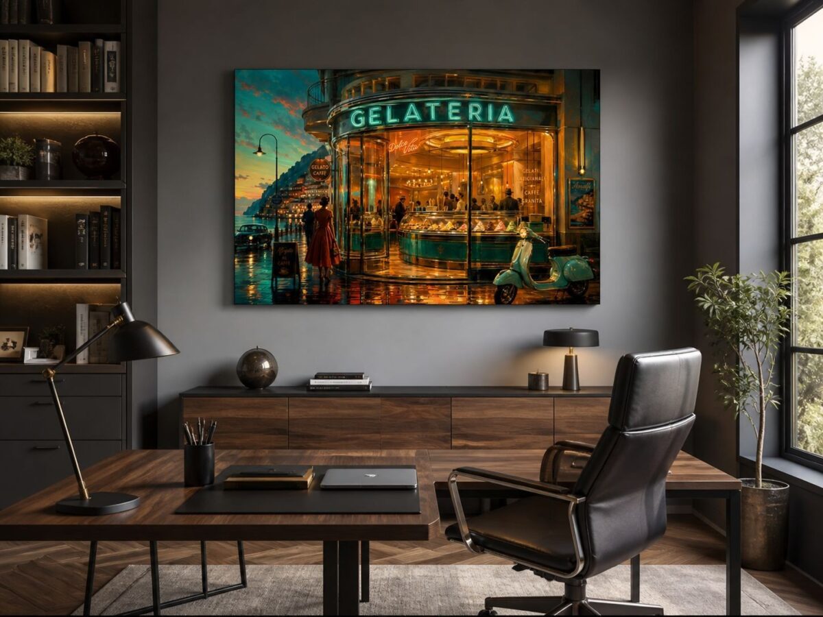 57-1245.jpg Gelateria an der Amalfiküste – Dolce Vita im Abendlicht- Bild auf Leinwand