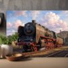 57-1246.jpg Dampflok 50 849 im alten Bahnbetriebswerk - Bild auf Leinwand