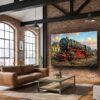 57-1248.jpg Leinwandbild Dampflok 43 001 im Bw | Eisenbahn-Wandbild