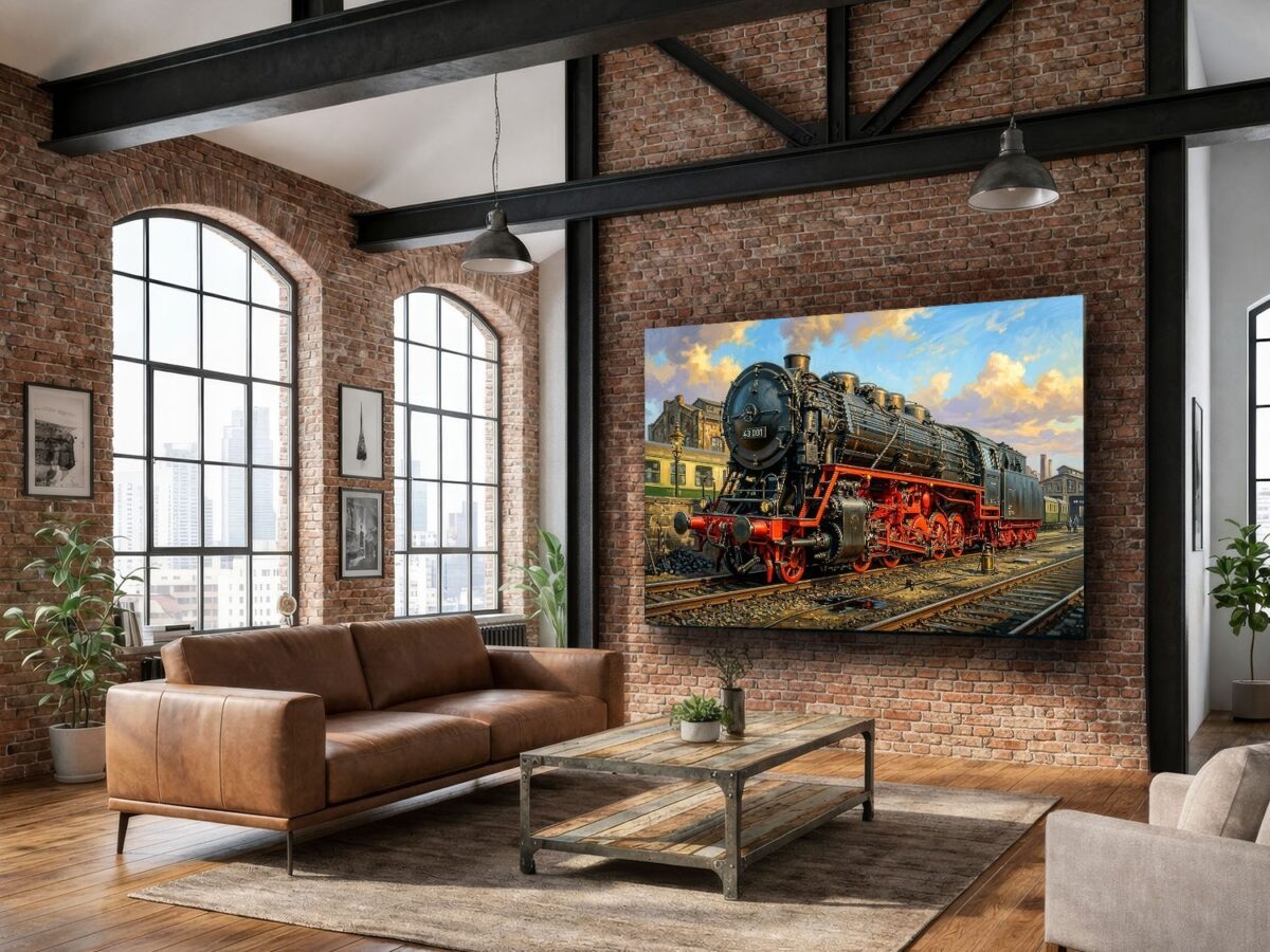 57-1248.jpg Leinwandbild Dampflok 43 001 im Bw | Eisenbahn-Wandbild