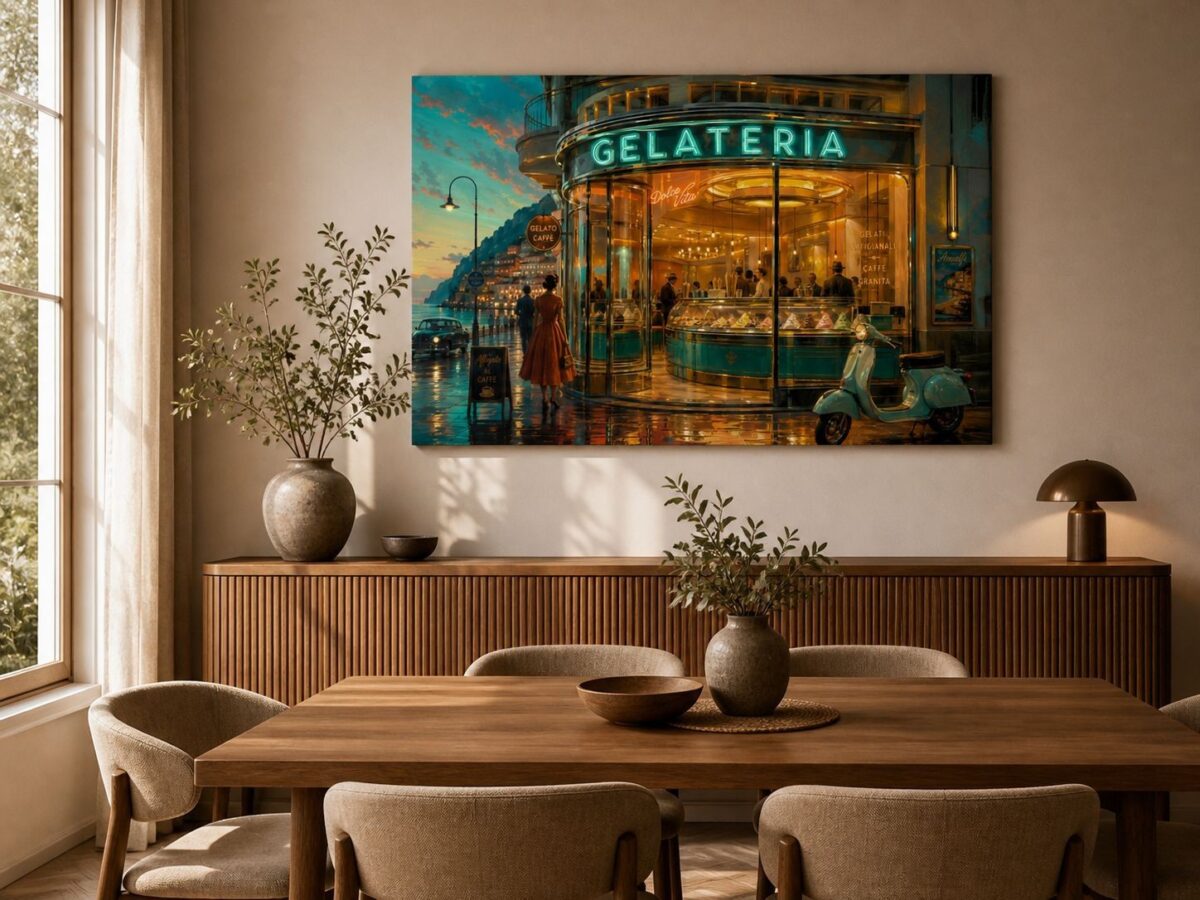 57-1249.jpg Gelateria an der Amalfiküste – Dolce Vita im Abendlicht- Bild auf Leinwand