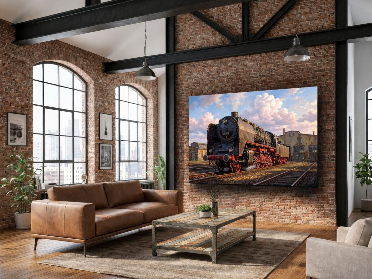 57-1254.jpg Dampflok 50 849 im alten Bahnbetriebswerk - Bild auf Leinwand