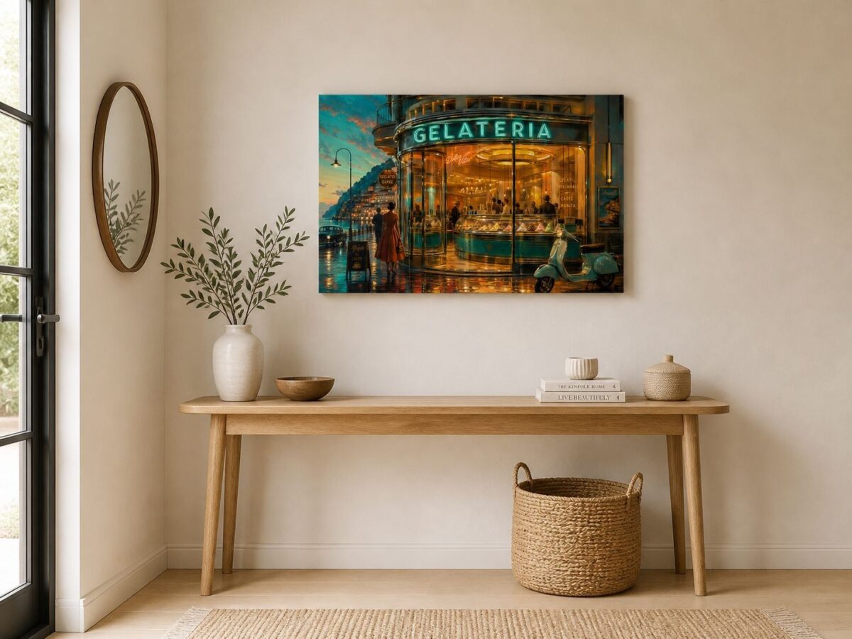 57-1255.jpg Gelateria an der Amalfiküste – Dolce Vita im Abendlicht- Bild auf Leinwand
