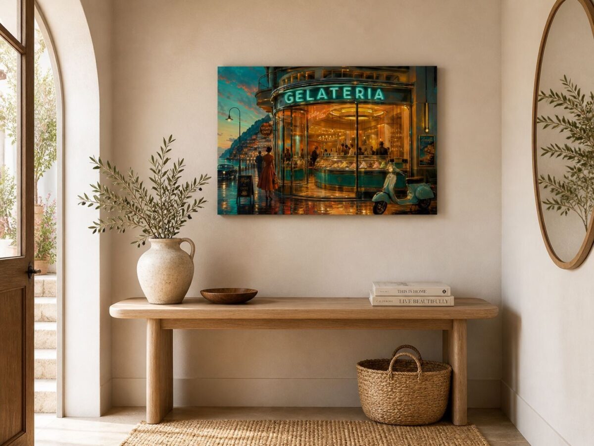 57-1258.jpg Gelateria an der Amalfiküste – Dolce Vita im Abendlicht- Bild auf Leinwand