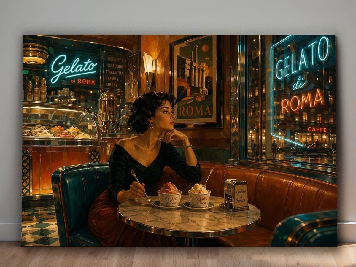 57-1270.jpg Leinwandbild Italienisches Eiscafé in Rom – Dolce Vita für Ihre Wand
