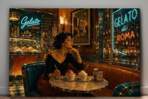 Leinwandbild Italienisches Eiscafé in Rom – Dolce Vita für Ihre Wand