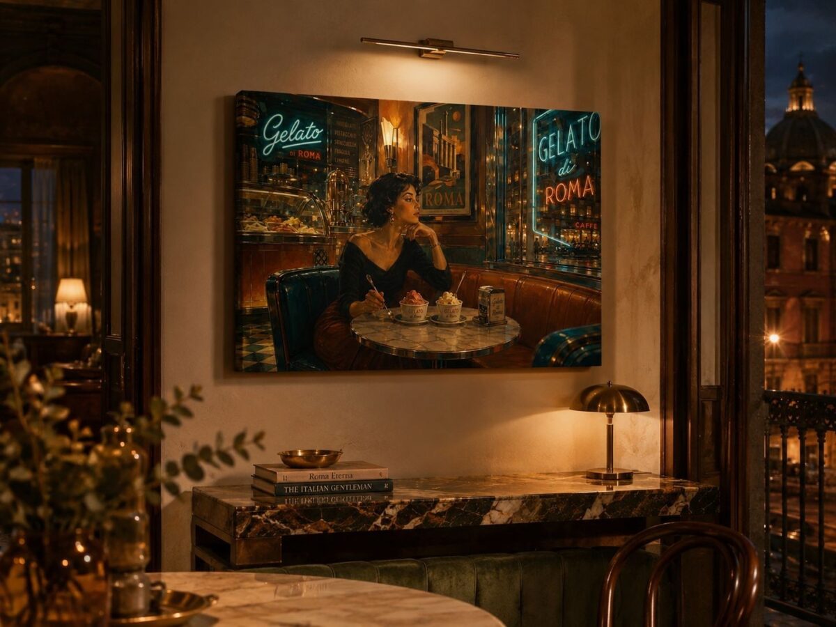 57-1271.jpg Leinwandbild Italienisches Eiscafé in Rom – Dolce Vita für Ihre Wand