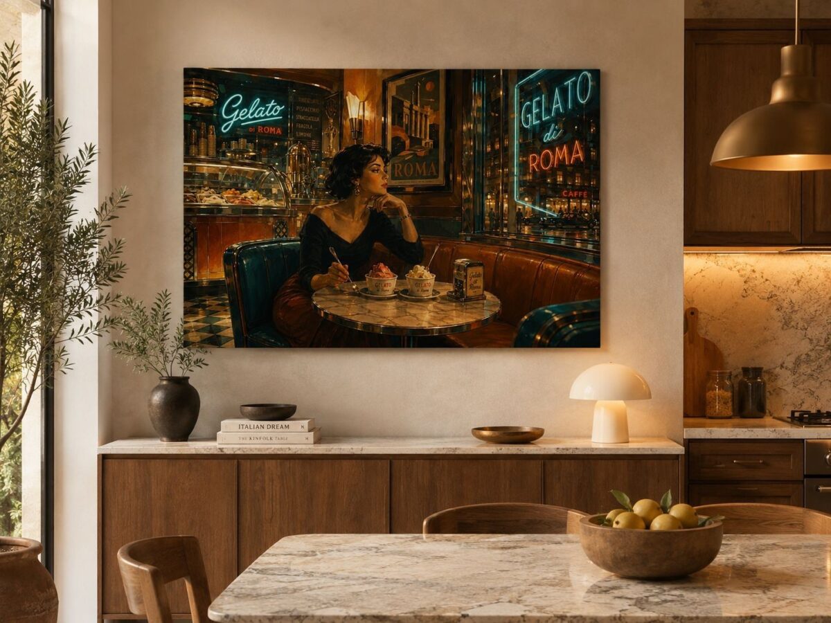 57-1272.jpg Leinwandbild Italienisches Eiscafé in Rom – Dolce Vita für Ihre Wand
