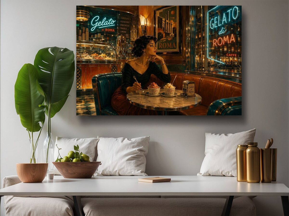 57-1273.jpg Leinwandbild Italienisches Eiscafé in Rom – Dolce Vita für Ihre Wand