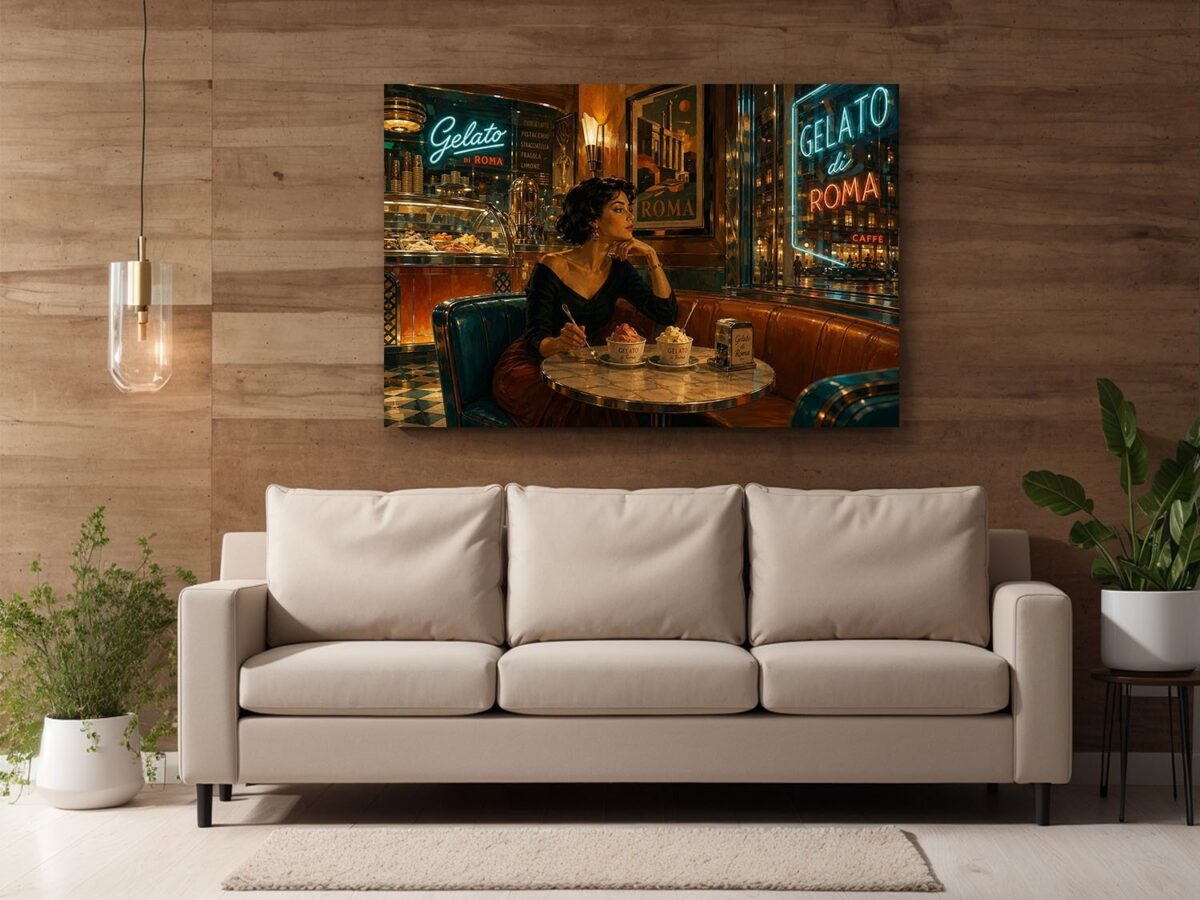 57-1274.jpg Leinwandbild Italienisches Eiscafé in Rom – Dolce Vita für Ihre Wand