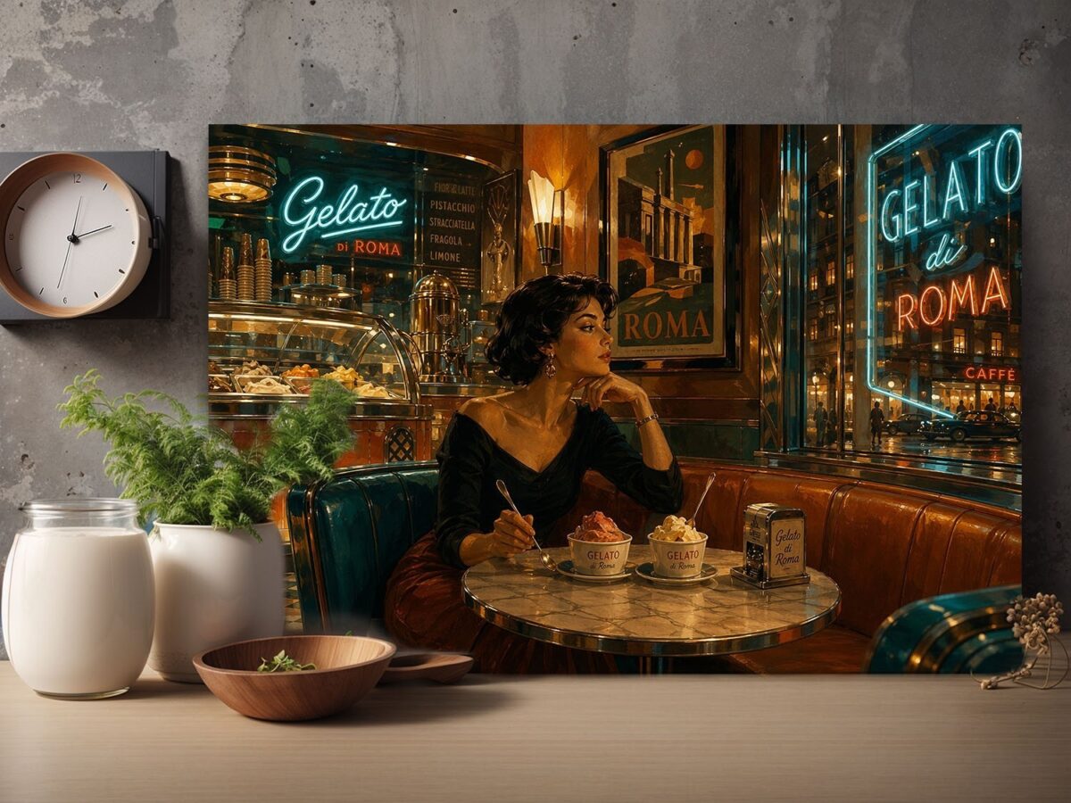 57-1275.jpg Leinwandbild Italienisches Eiscafé in Rom – Dolce Vita für Ihre Wand