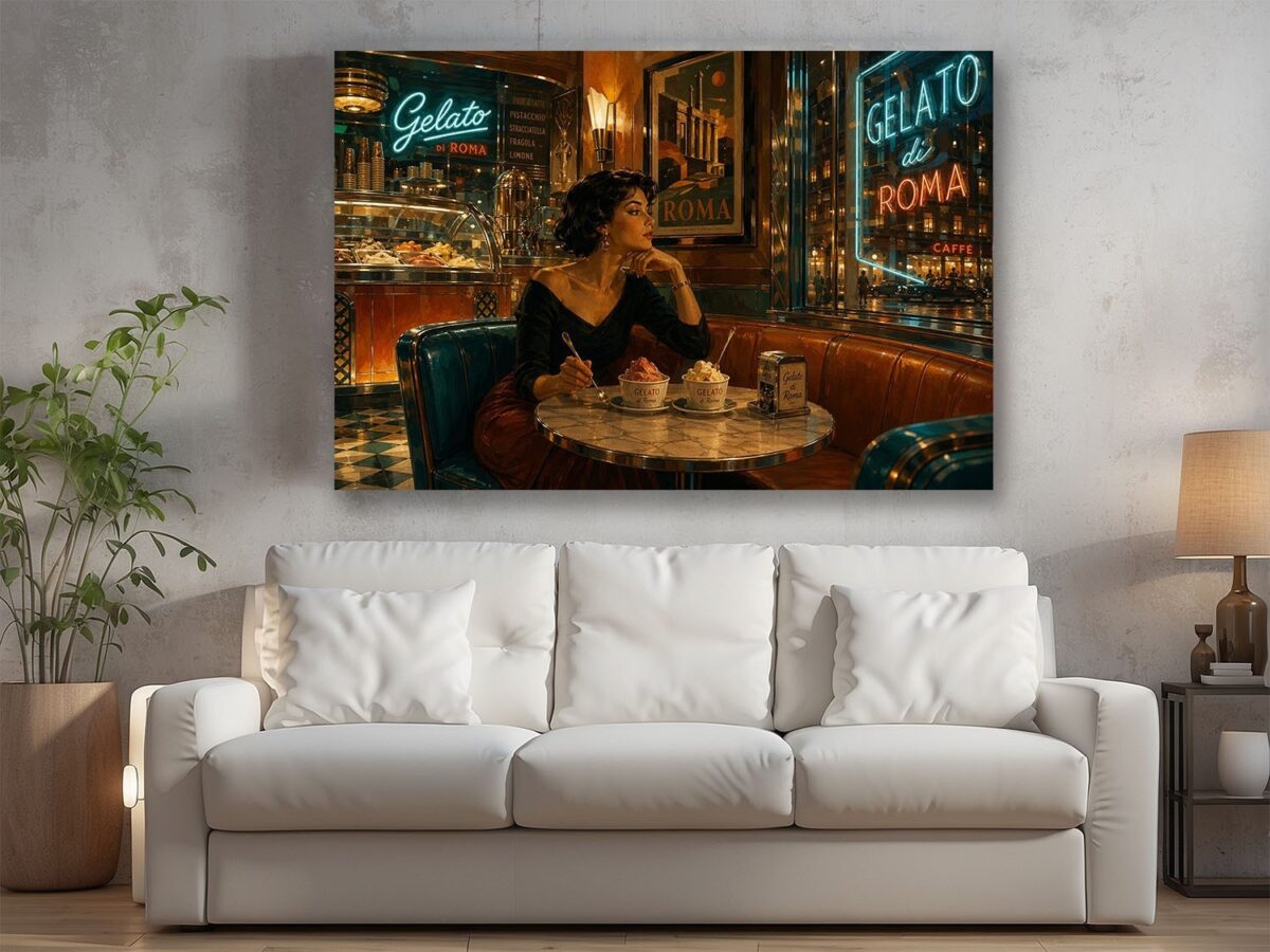 57-1276.jpg Leinwandbild Italienisches Eiscafé in Rom – Dolce Vita für Ihre Wand