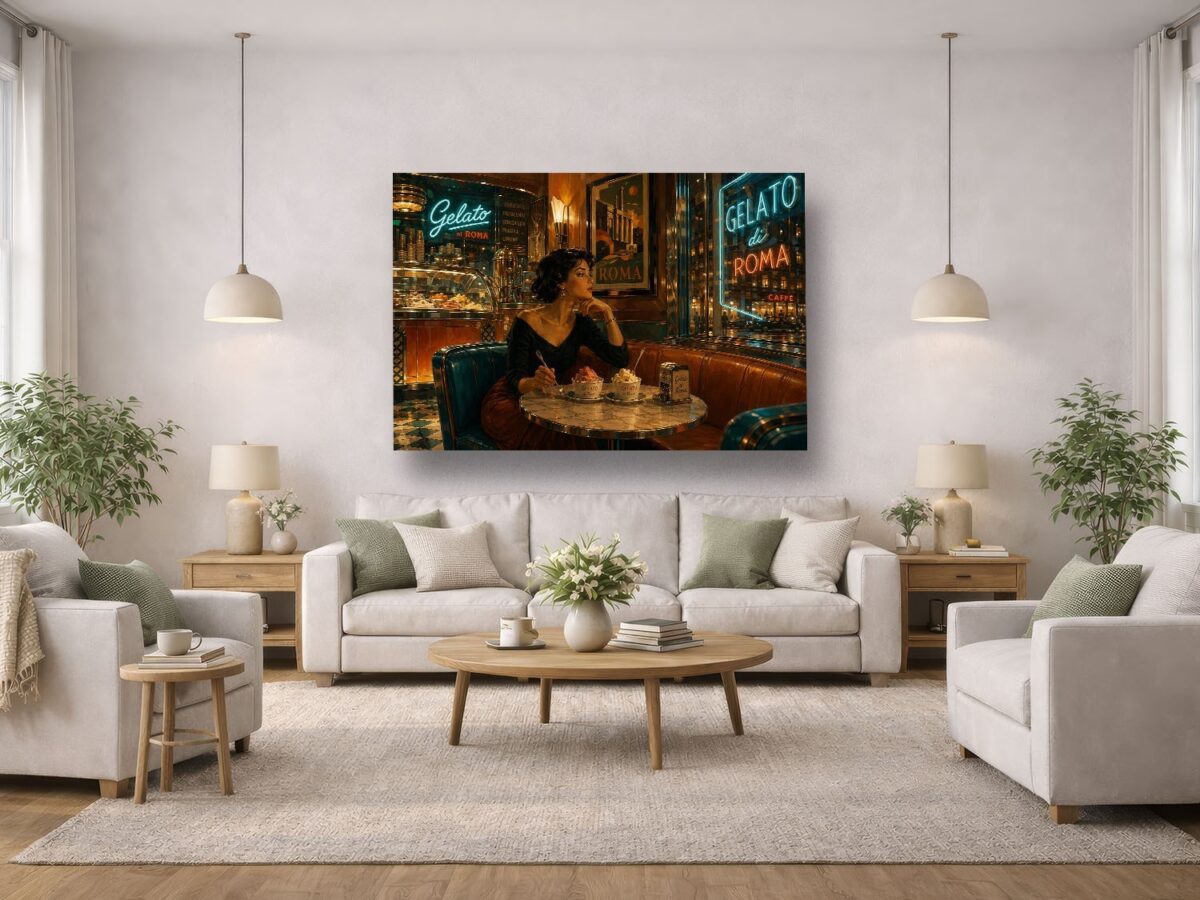 57-1277.jpg Leinwandbild Italienisches Eiscafé in Rom – Dolce Vita für Ihre Wand