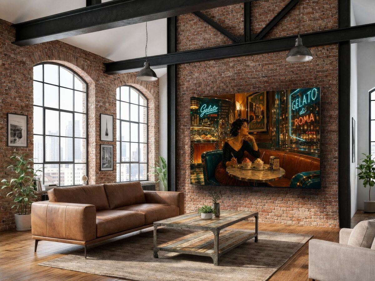 57-1279.jpg Leinwandbild Italienisches Eiscafé in Rom – Dolce Vita für Ihre Wand