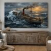 57-1283.jpg Frachtschiff im Sturm bei Sonnenuntergang - maritimes Bild auf Leinwand