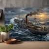 57-1286.jpg Frachtschiff im Sturm bei Sonnenuntergang - maritimes Bild auf Leinwand