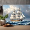 Historisches Segelschiff im Spiel von Wind und Wellen, Bild auf Leinwand