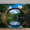 57-1292.jpg Leinwandbild Steinbogenbrücke Wald See Natur Wandbild Canvas