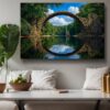 57-1293.jpg Leinwandbild Steinbogenbrücke Wald See Natur Wandbild Canvas