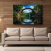 57-1294.jpg Leinwandbild Steinbogenbrücke Wald See Natur Wandbild Canvas