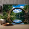 57-1295.jpg Leinwandbild Steinbogenbrücke Wald See Natur Wandbild Canvas