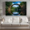 57-1296.jpg Leinwandbild Steinbogenbrücke Wald See Natur Wandbild Canvas