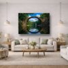 57-1297.jpg Leinwandbild Steinbogenbrücke Wald See Natur Wandbild Canvas