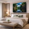 57-1300.jpg Leinwandbild Steinbogenbrücke Wald See Natur Wandbild Canvas