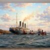 57-1310.jpg Leinwandbild Hamburg Hafen Dampfschiff Wandbild Maritim Kunstdruck