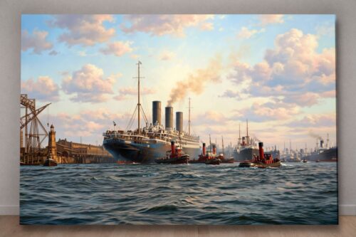 57-1310.jpg Leinwandbild Hamburg Hafen Dampfschiff Wandbild Maritim Kunstdruck