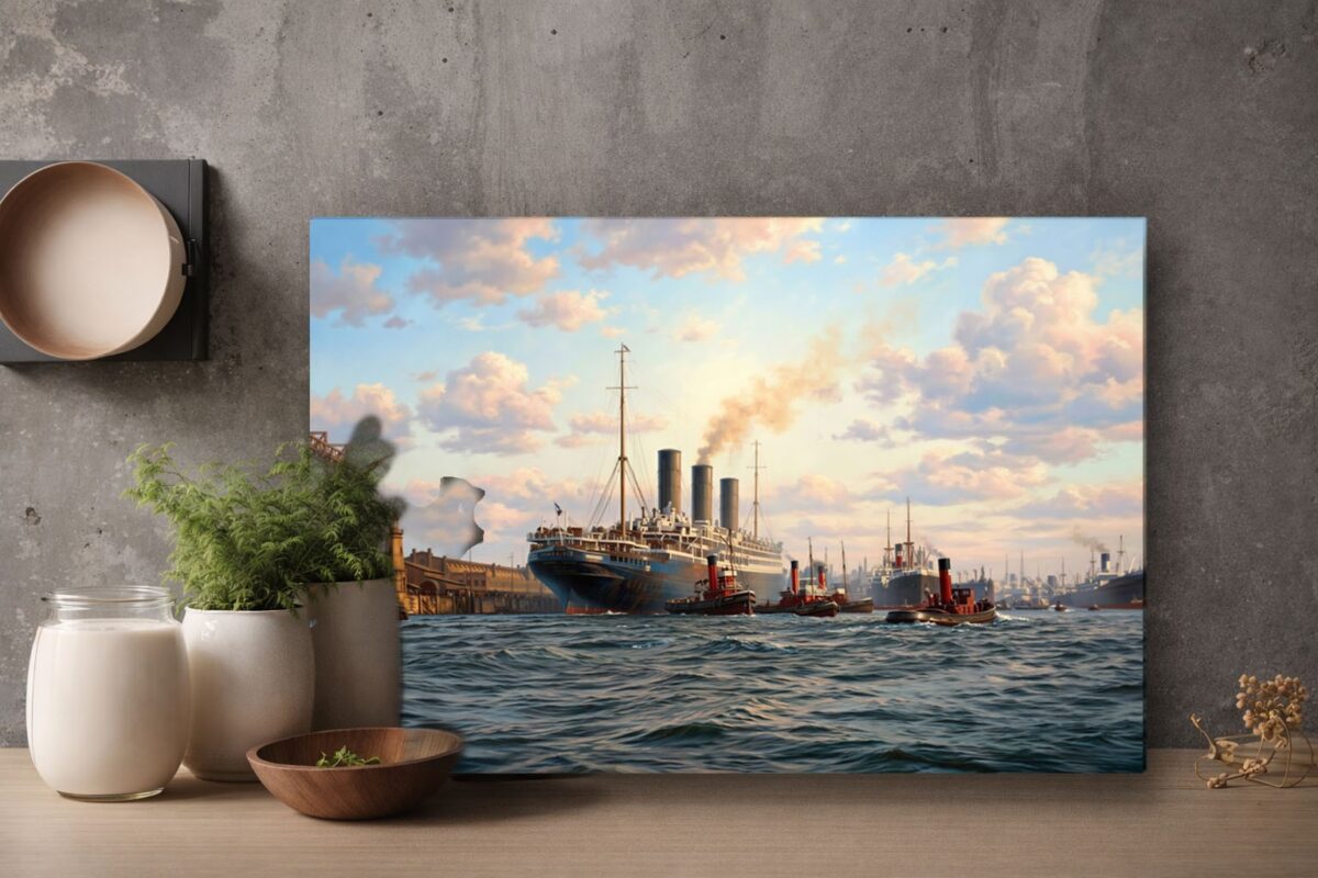 57-1311.jpg Leinwandbild Hamburg Hafen Dampfschiff Wandbild Maritim Kunstdruck