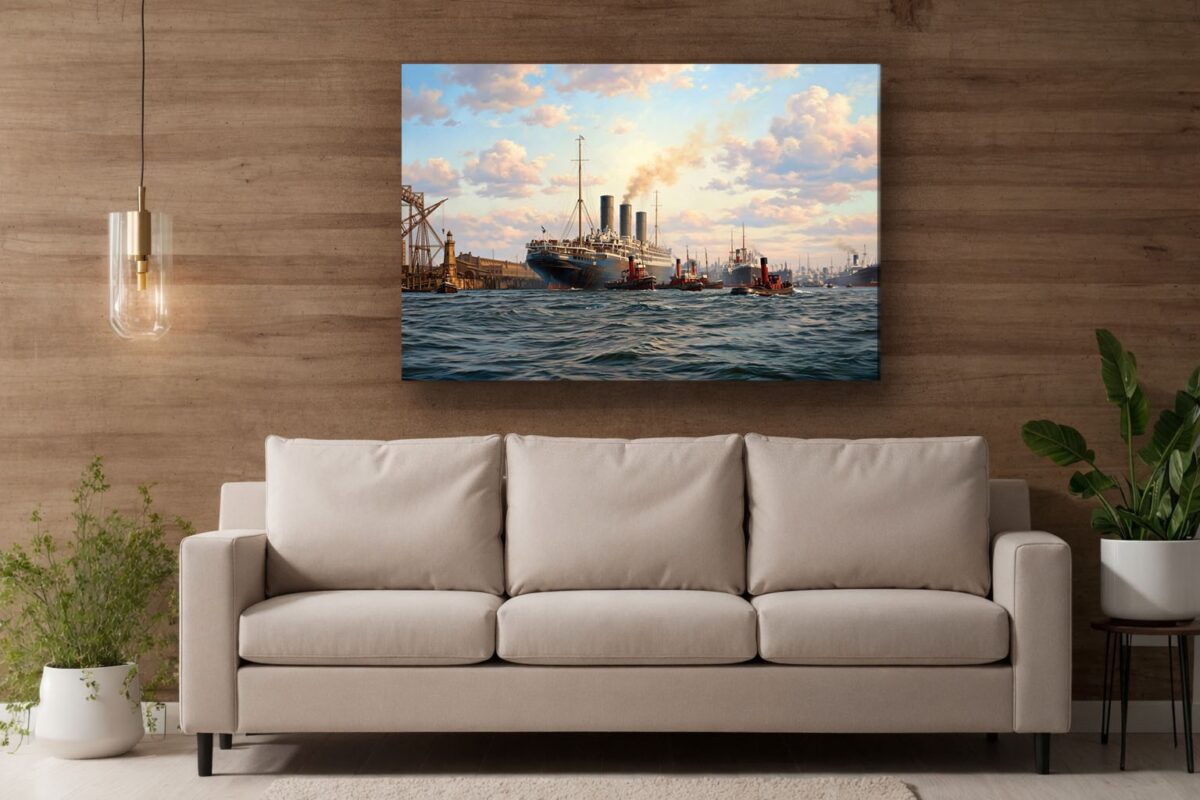 57-1312.jpg Leinwandbild Hamburg Hafen Dampfschiff Wandbild Maritim Kunstdruck