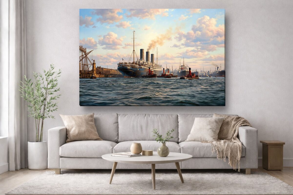 57-1313.jpg Leinwandbild Hamburg Hafen Dampfschiff Wandbild Maritim Kunstdruck