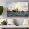 57-1314.jpg Leinwandbild Hamburg Hafen Dampfschiff Wandbild Maritim Kunstdruck