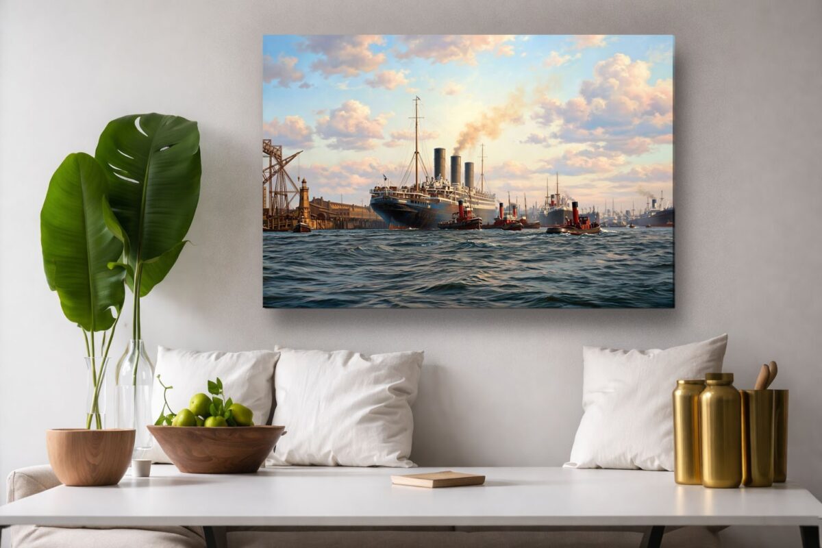 57-1314.jpg Leinwandbild Hamburg Hafen Dampfschiff Wandbild Maritim Kunstdruck