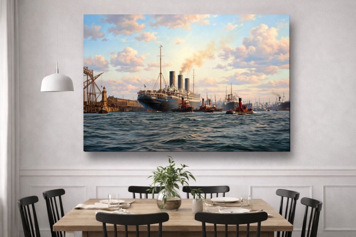57-1316.jpg Leinwandbild Hamburg Hafen Dampfschiff Wandbild Maritim Kunstdruck